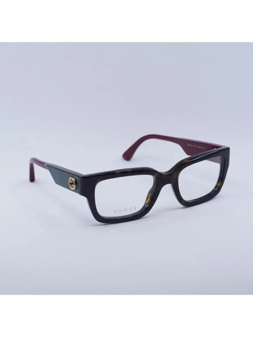 Gucci GG1666O 006 Eyeglasses Havana with Red 53mm Square Frame